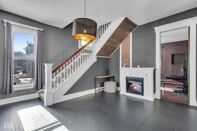 living room featuring dark hardwood / wood-style flooring