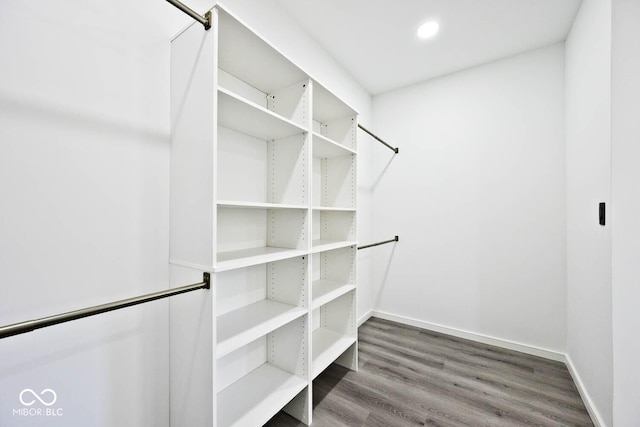 walk in closet featuring hardwood / wood-style floors