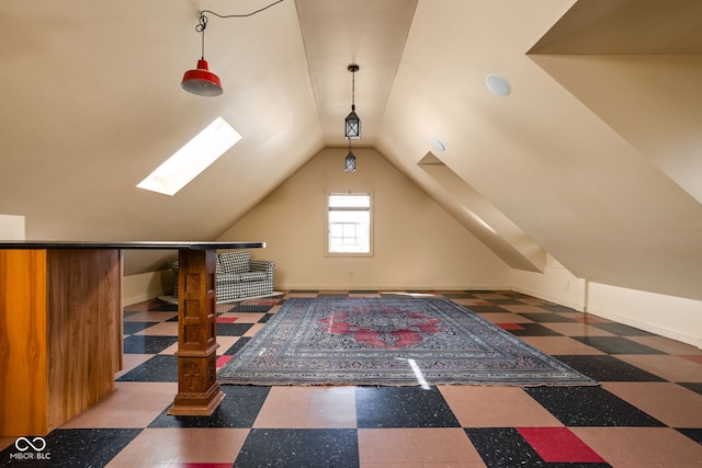8552 E 550 S, Zionsville, IN 46077 - bonus room with a skylight, lofted ceiling, and tile patterned floors