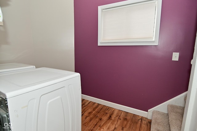 1719 Fletcher Ave, Indianapolis, IN 46203 - washroom with wood-type flooring and washer and dryer