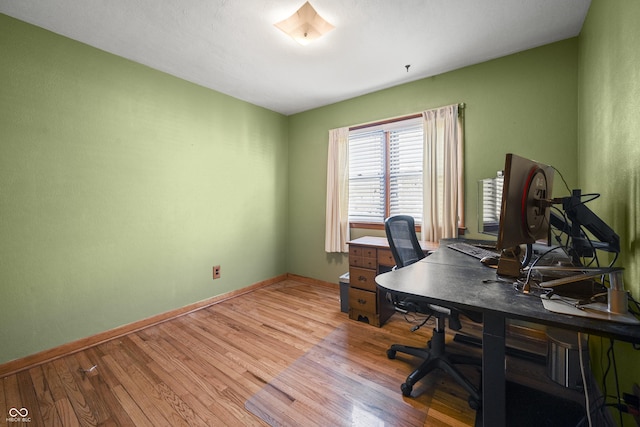 office space featuring light wood-type flooring