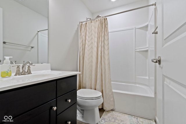 full bathroom featuring vanity, toilet, and shower / bath combo