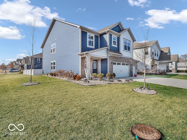 view of front of home with a garage and a front yard