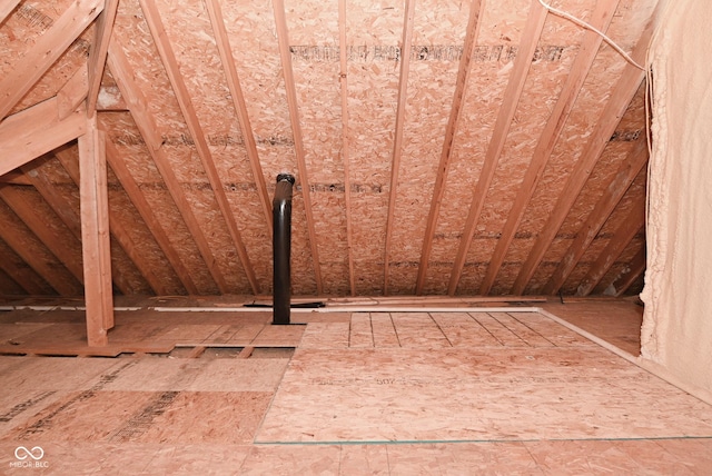 view of unfinished attic