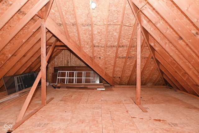 view of unfinished attic