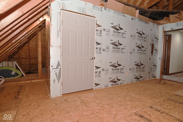 view of unfinished attic