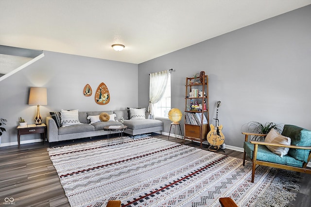 living room featuring dark hardwood / wood-style floors