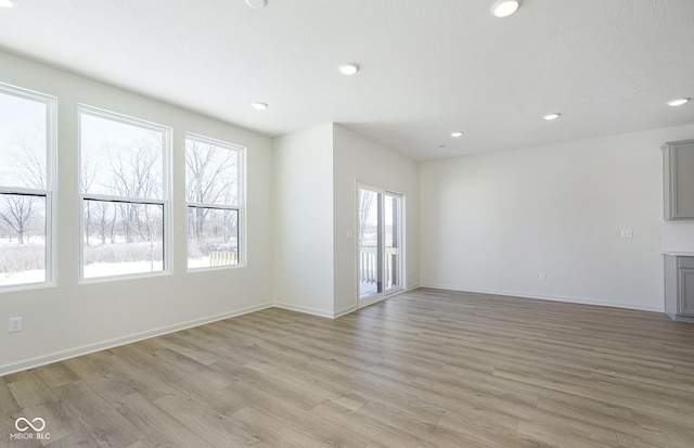 unfurnished living room featuring light hardwood / wood-style flooring