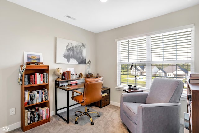 view of carpeted office space