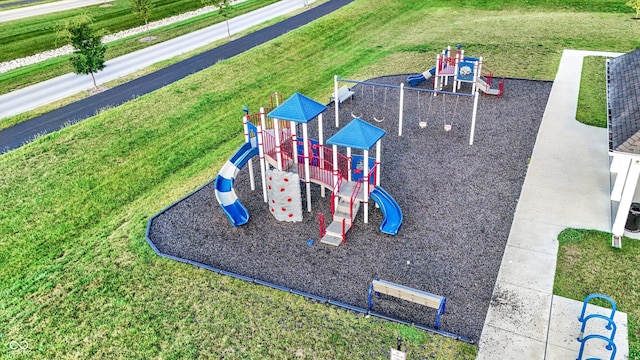 view of play area with a lawn