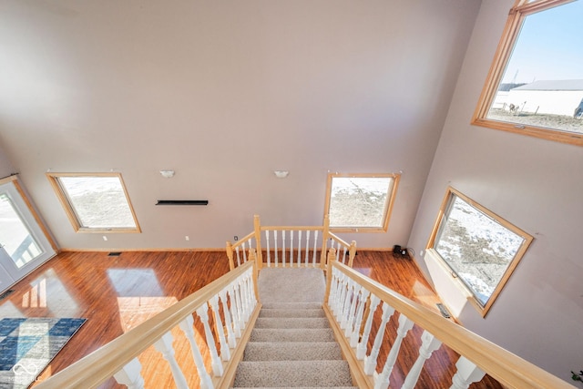 stairway with plenty of natural light