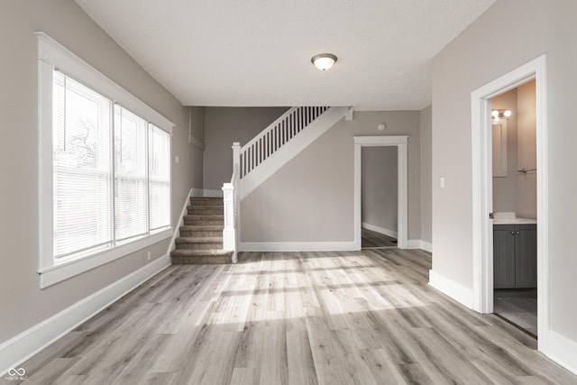 unfurnished living room featuring light hardwood / wood-style flooring