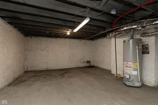 basement featuring water heater