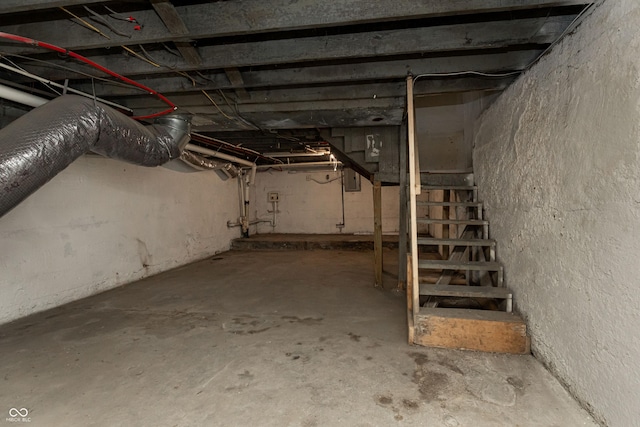 basement with electric panel