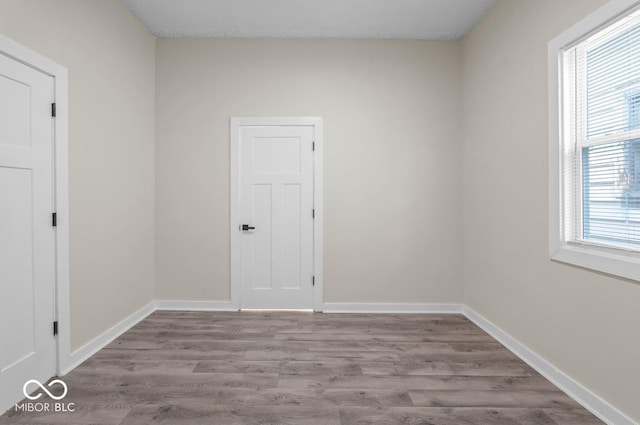 spare room with a healthy amount of sunlight and light hardwood / wood-style floors