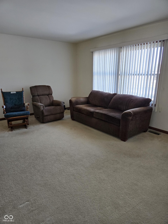 living room featuring carpet flooring