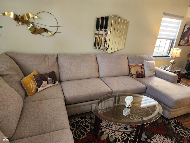 living room with wood-type flooring