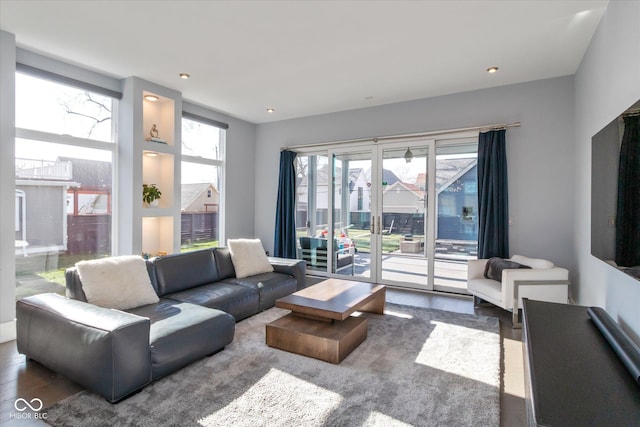 living room with hardwood / wood-style floors