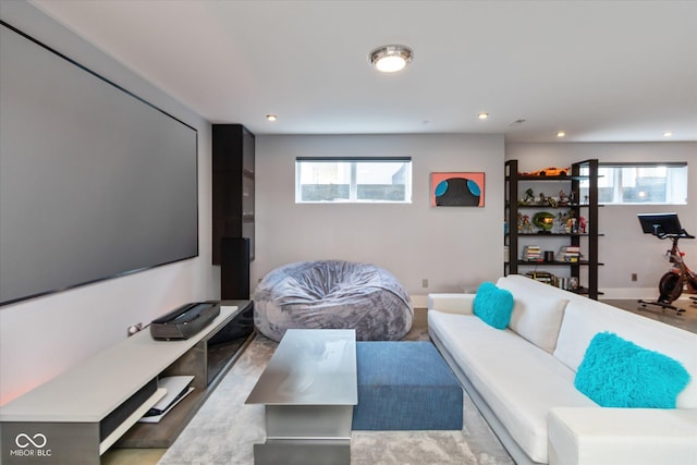 living room featuring a wealth of natural light