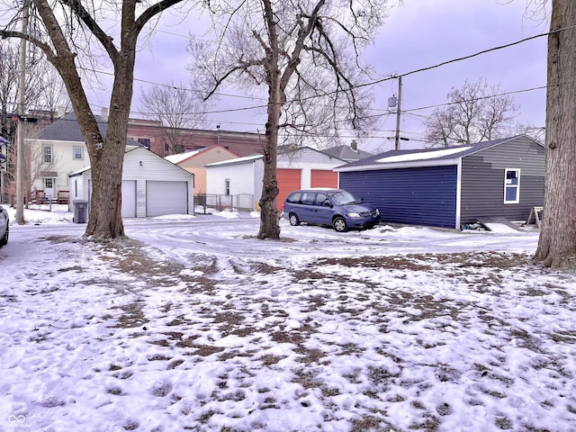 exterior space featuring an outbuilding and a garage