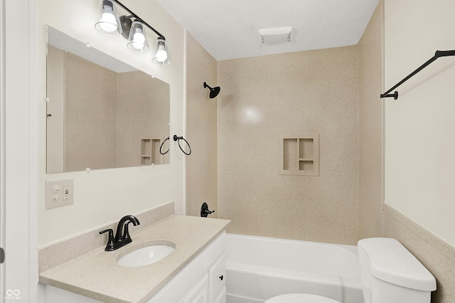 full bathroom with vanity, shower / washtub combination, and toilet