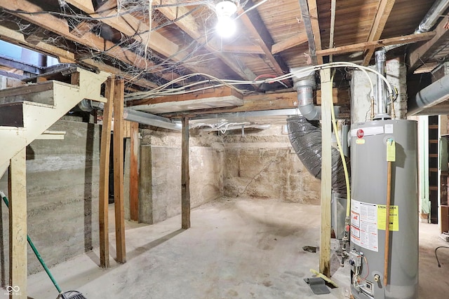 basement with water heater