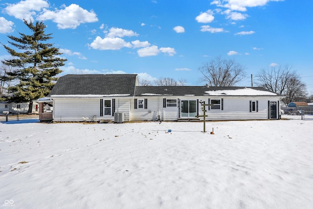 view of snow covered property