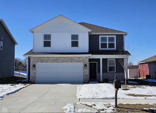 front facade with a garage