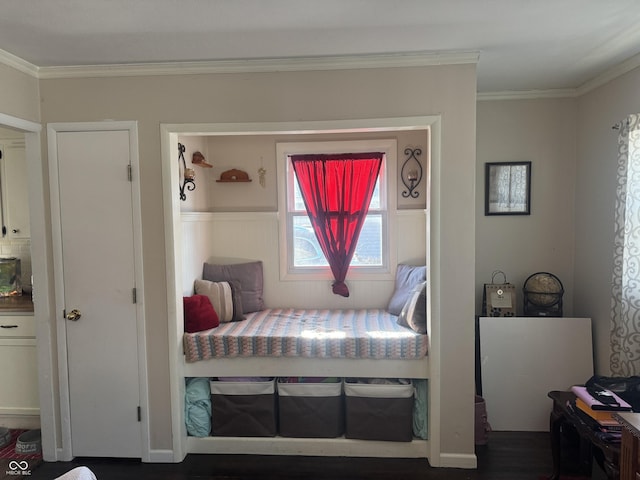 bedroom featuring crown molding