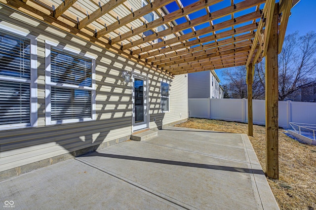 view of patio featuring a pergola