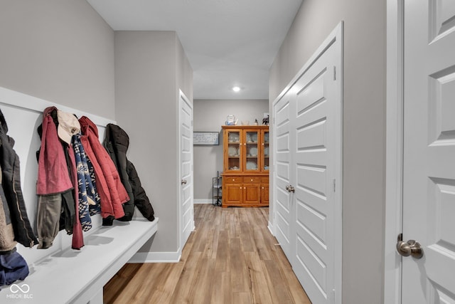 mudroom featuring light hardwood / wood-style flooring