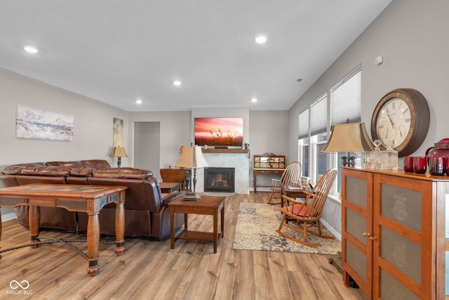 living room featuring light hardwood / wood-style flooring