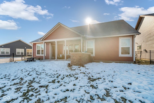 view of snow covered property