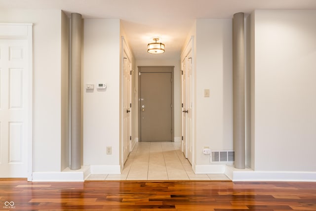 hall featuring light hardwood / wood-style floors