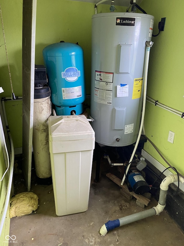 utility room with water heater