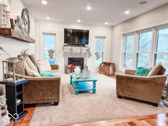 living room with hardwood / wood-style floors