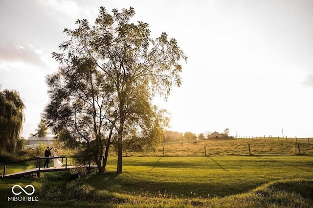 view of yard with a rural view