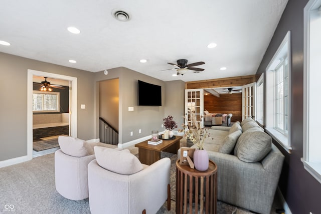 living room featuring carpet floors