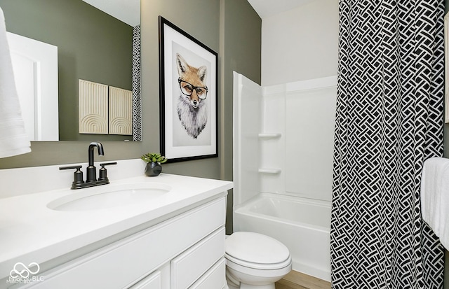 full bathroom with vanity, toilet, and shower / bath combination