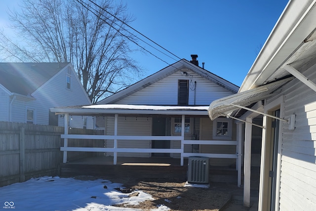 view of front of property featuring central air condition unit