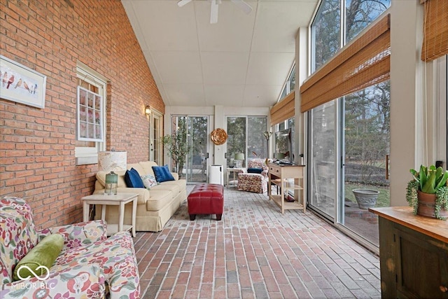 sunroom / solarium with vaulted ceiling