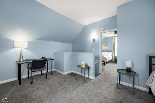 1130 S Senate Ave, Indianapolis, IN 46225 - office area featuring lofted ceiling and carpet flooring