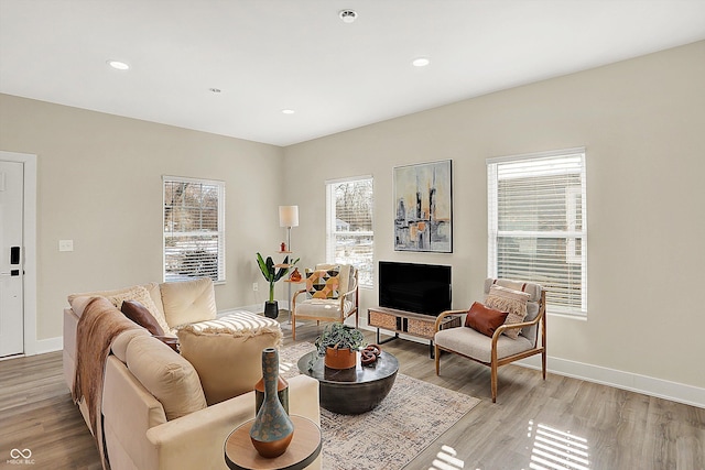 living room featuring light hardwood / wood-style floors