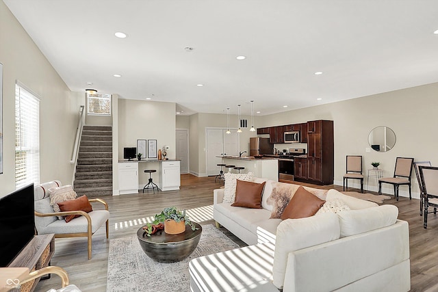 living room featuring light hardwood / wood-style flooring