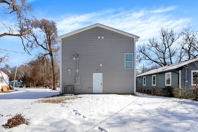 view of snow covered property