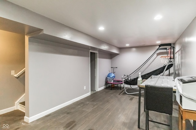 office featuring dark wood-type flooring