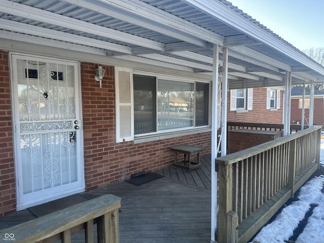 deck featuring covered porch