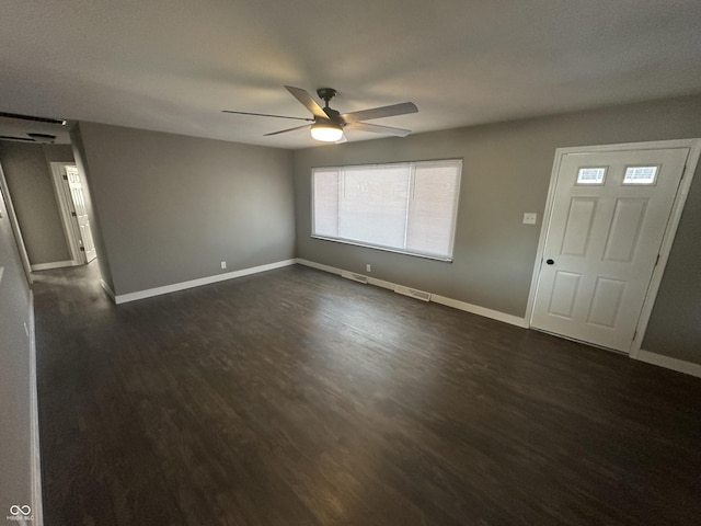 foyer featuring dark hardwood / wood-style floors and ceiling fan