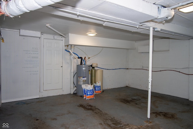 basement with electric water heater