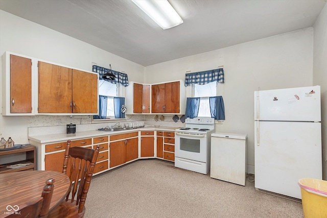 kitchen with sink and white appliances